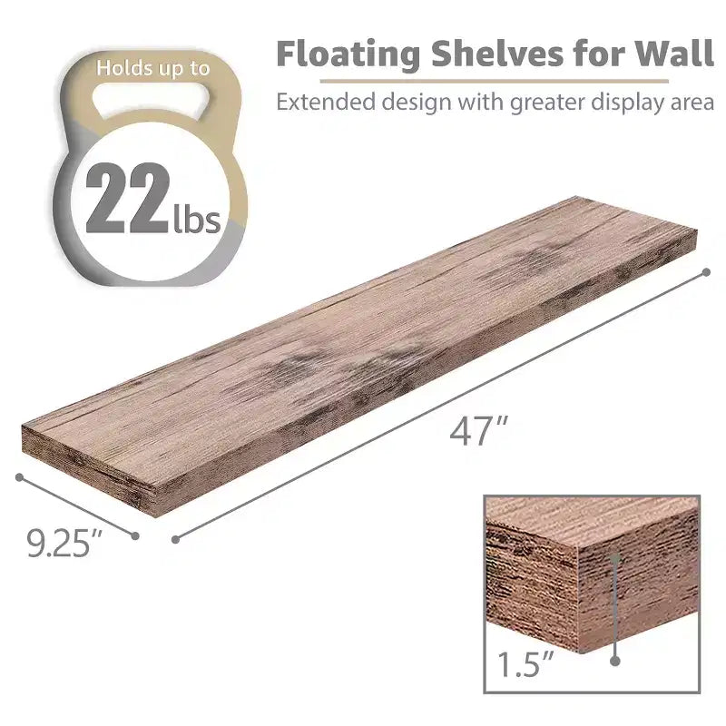 Sorbus Lot de 2 étagères flottantes murales de 122 cm – Pour chambre à coucher, cuisine, salon, salle de bain, décoration de ferme