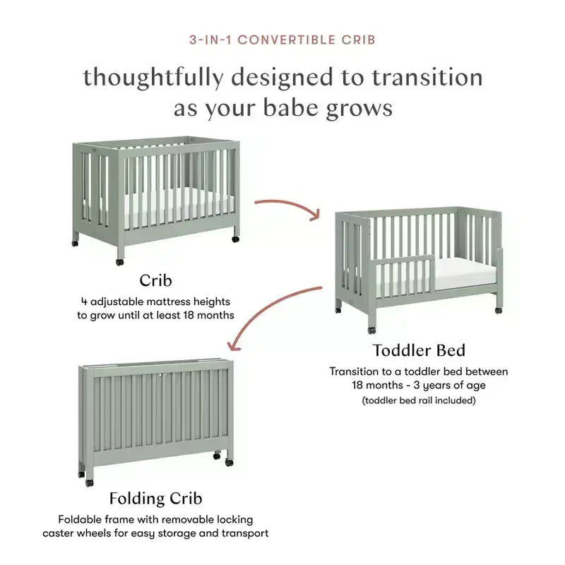 Lit de bébé pliant portable Babyletto Maki avec kit de conversion pour lit de tout-petit