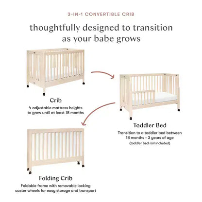 Lit de bébé pliant portable Babyletto Maki avec kit de conversion pour lit de tout-petit