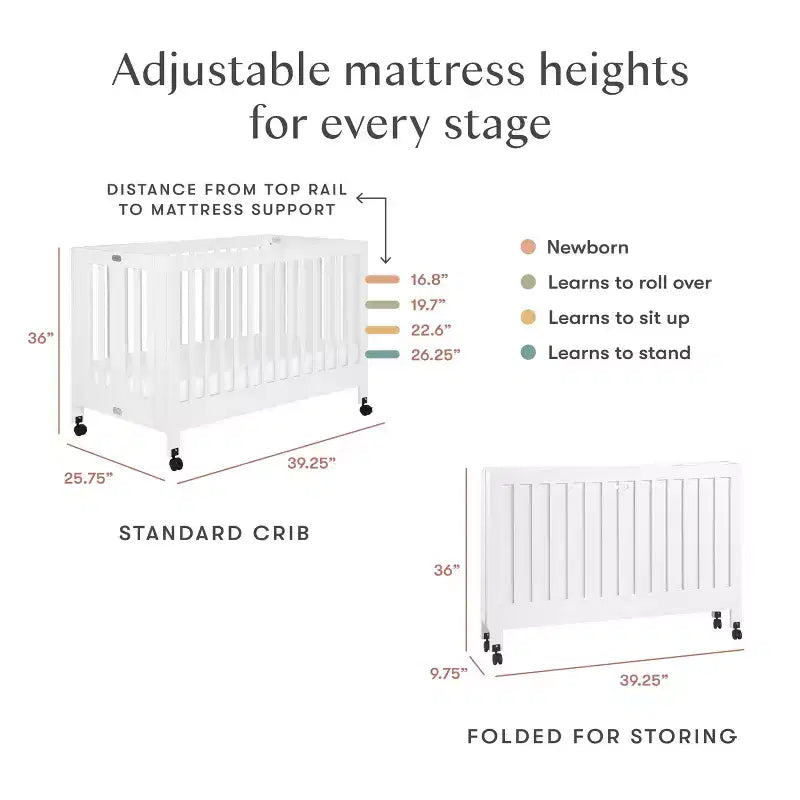 Lit de bébé pliant portable Babyletto Maki avec kit de conversion pour lit de tout-petit