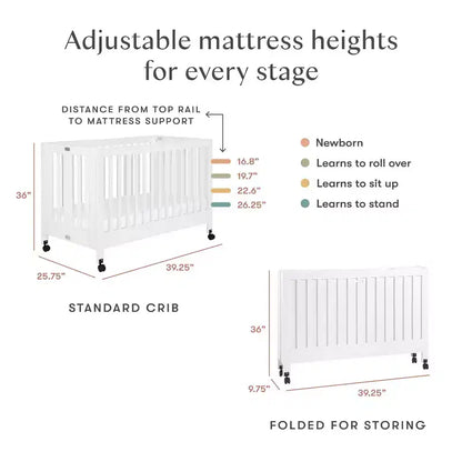 Lit de bébé pliant portable Babyletto Maki avec kit de conversion pour lit de tout-petit