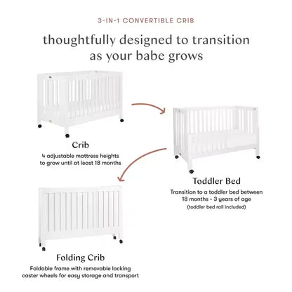 Lit de bébé pliant portable Babyletto Maki avec kit de conversion pour lit de tout-petit