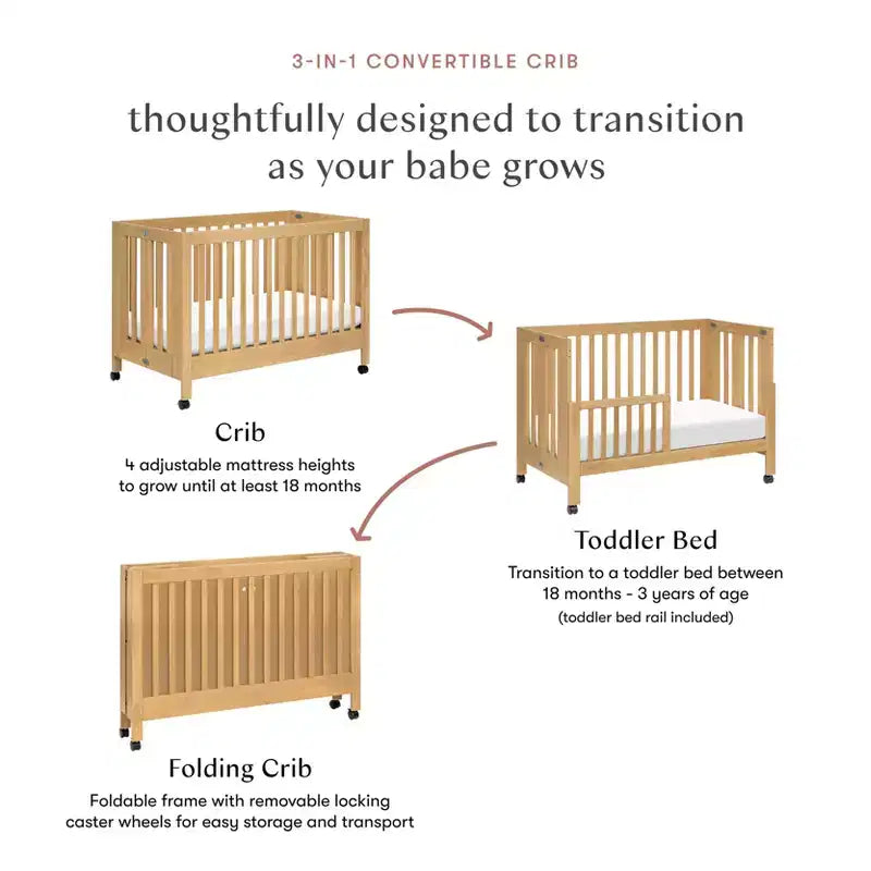 Lit de bébé pliant portable Babyletto Maki avec kit de conversion pour lit de tout-petit