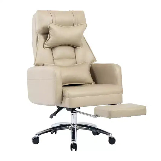 Office Chair with Retractable Footrest, 155 Reclining Back Computer Desk Chair with Lumbar Pillow, Rolling Swivel Chair for Office