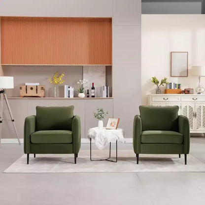 Fauteuil d'appoint moderne en velours, fauteuil rembourré avec coussin de dossier et pieds en métal, canapé simple avec côtés rayés pour chambre ou salon