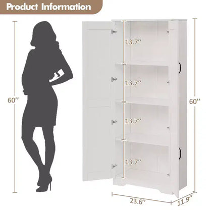 Meuble de Rangement Haut de Cuisine de 152 cm - avec 2 Portes et Étagères Réglables, Armoire Autonome pour Salle à Manger, Salle de Bain, Salon