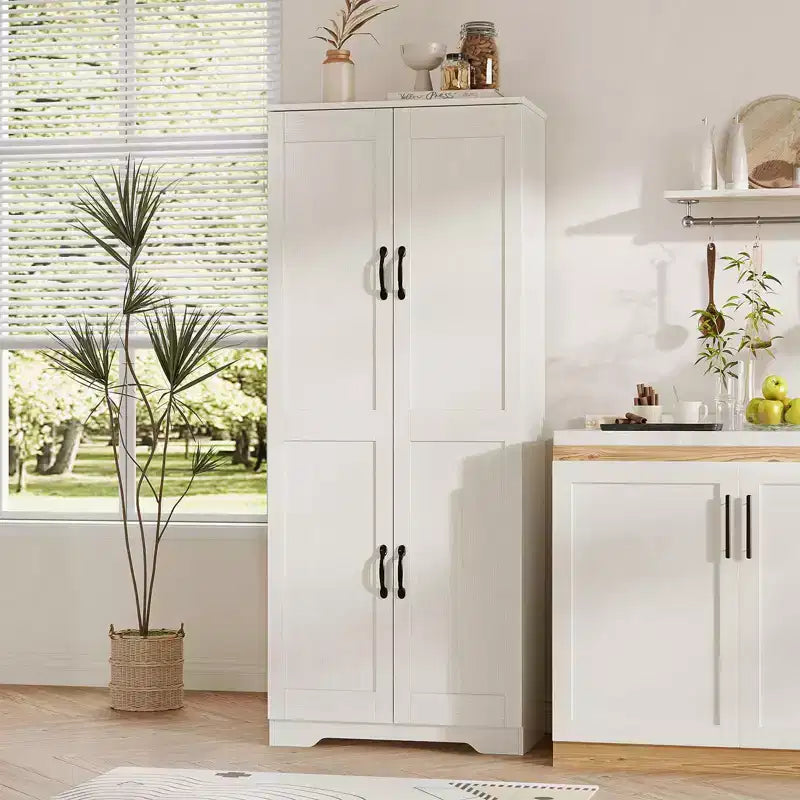 Meuble de Rangement Haut de Cuisine de 152 cm - avec 2 Portes et Étagères Réglables, Armoire Autonome pour Salle à Manger, Salle de Bain, Salon