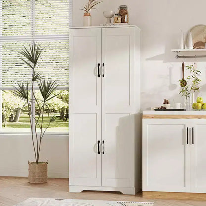 Meuble de Rangement Haut de Cuisine de 152 cm - avec 2 Portes et Étagères Réglables, Armoire Autonome pour Salle à Manger, Salle de Bain, Salon