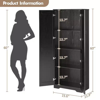 Meuble de Rangement Haut de Cuisine de 152 cm - avec 2 Portes et Étagères Réglables, Armoire Autonome pour Salle à Manger, Salle de Bain, Salon