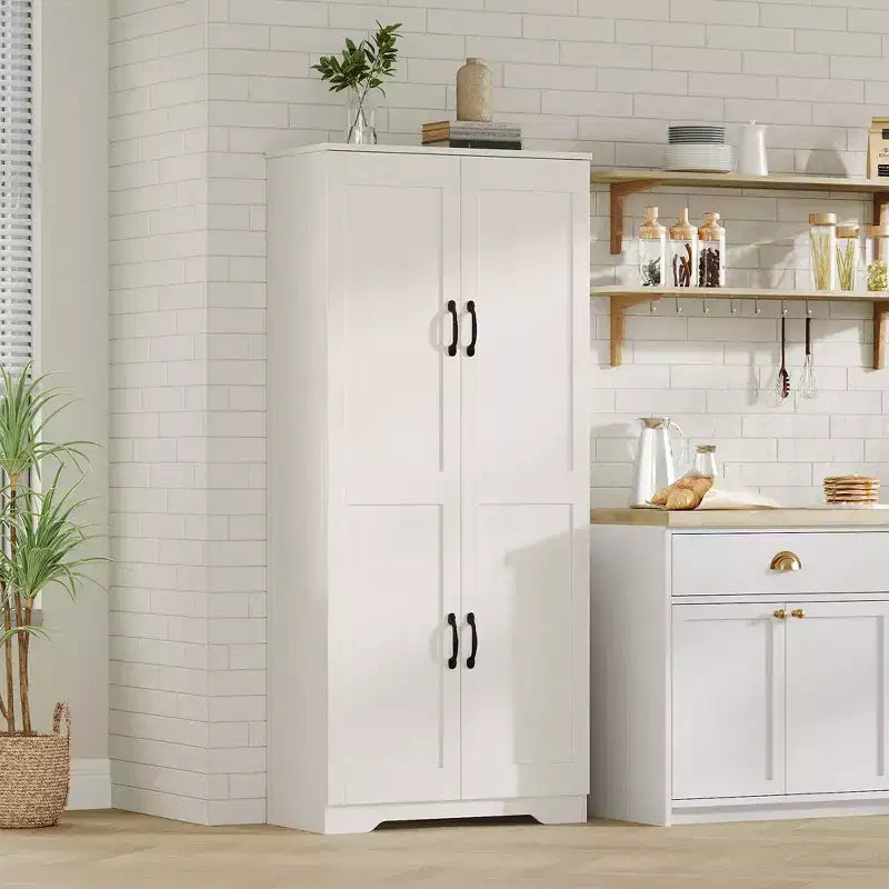 Meuble de Rangement Haut de Cuisine de 152 cm - avec 2 Portes et Étagères Réglables, Armoire Autonome pour Salle à Manger, Salle de Bain, Salon