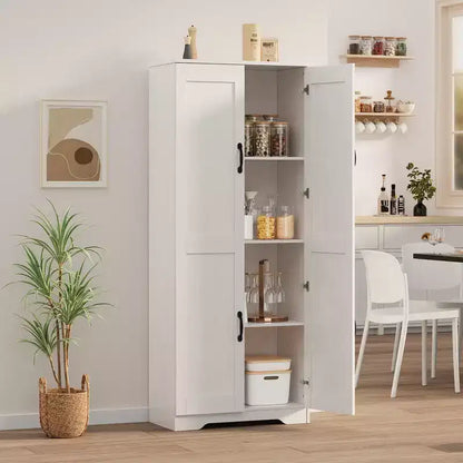 Meuble de Rangement Haut de Cuisine de 152 cm - avec 2 Portes et Étagères Réglables, Armoire Autonome pour Salle à Manger, Salle de Bain, Salon