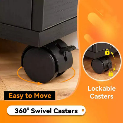 FDW Classeur latéral à 3 tiroirs, Classeur mobile avec étagères de rangement ouvertes, Support d'imprimante de bureau et Organiseur sous le bureau avec roulettes