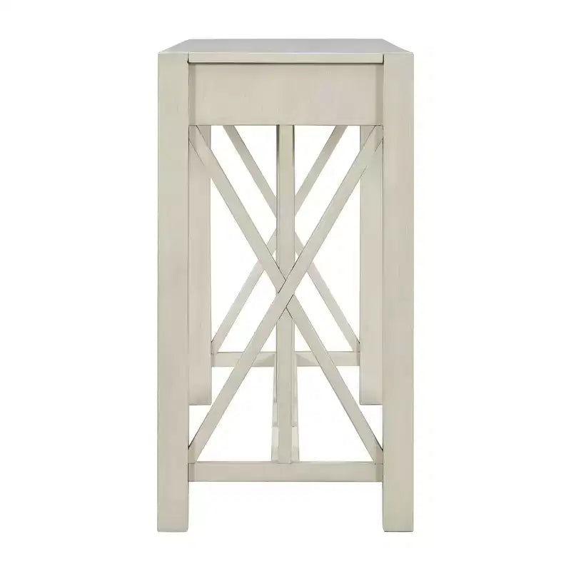Console vintage avec tiroirs, table d'entrée de style ferme avec rangement, table de canapé en bois d'acacia avec rangement ouvert en bas