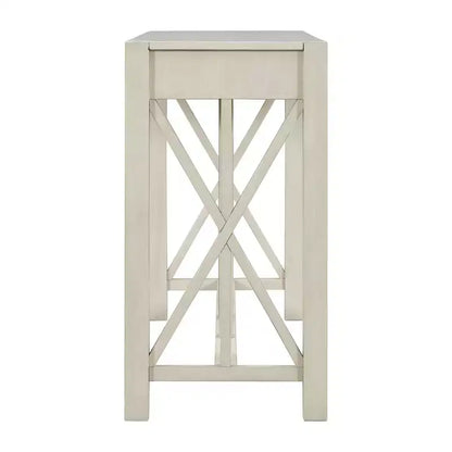 Console vintage avec tiroirs, table d'entrée de style ferme avec rangement, table de canapé en bois d'acacia avec rangement ouvert en bas