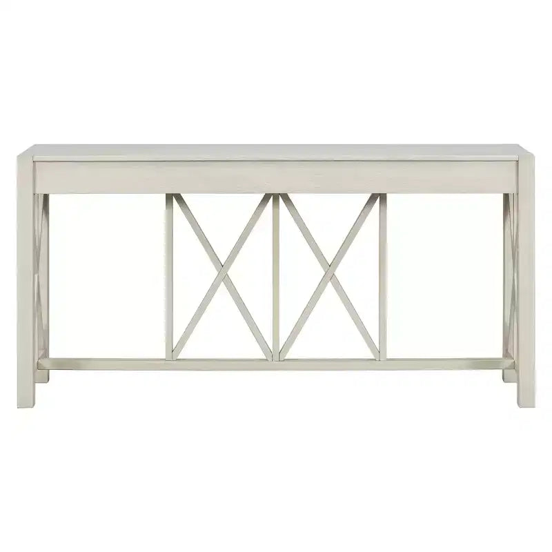 Console vintage avec tiroirs, table d'entrée de style ferme avec rangement, table de canapé en bois d'acacia avec rangement ouvert en bas