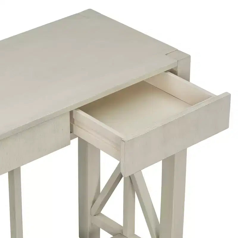 Console vintage avec tiroirs, table d'entrée de style ferme avec rangement, table de canapé en bois d'acacia avec rangement ouvert en bas