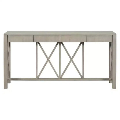 Console vintage avec tiroirs, table d'entrée de style ferme avec rangement, table de canapé en bois d'acacia avec rangement ouvert en bas