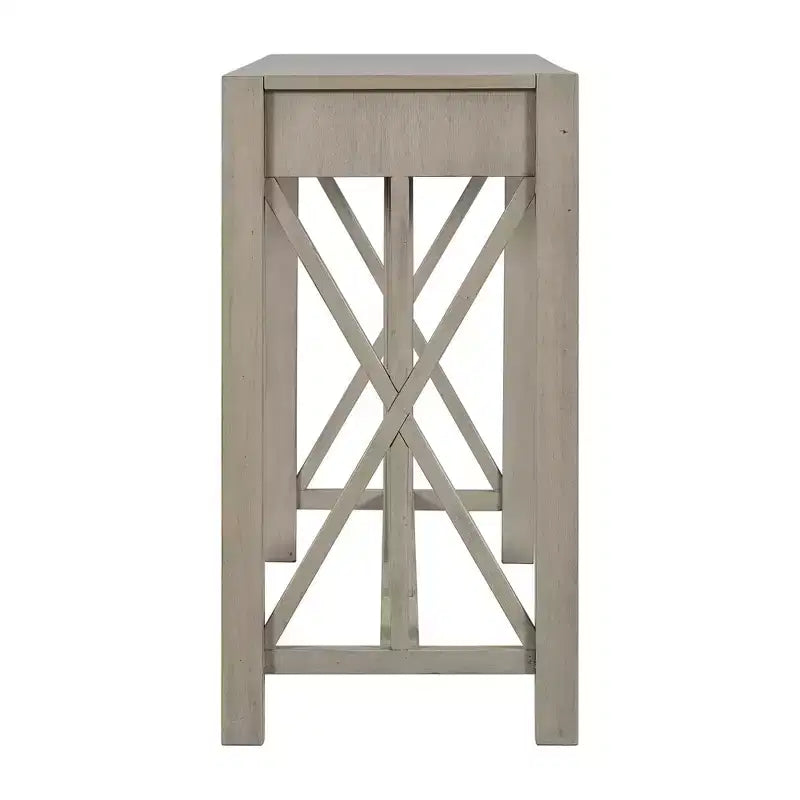 Console vintage avec tiroirs, table d'entrée de style ferme avec rangement, table de canapé en bois d'acacia avec rangement ouvert en bas
