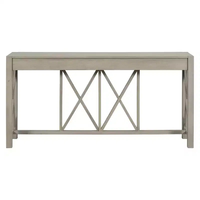 Console vintage avec tiroirs, table d'entrée de style ferme avec rangement, table de canapé en bois d'acacia avec rangement ouvert en bas