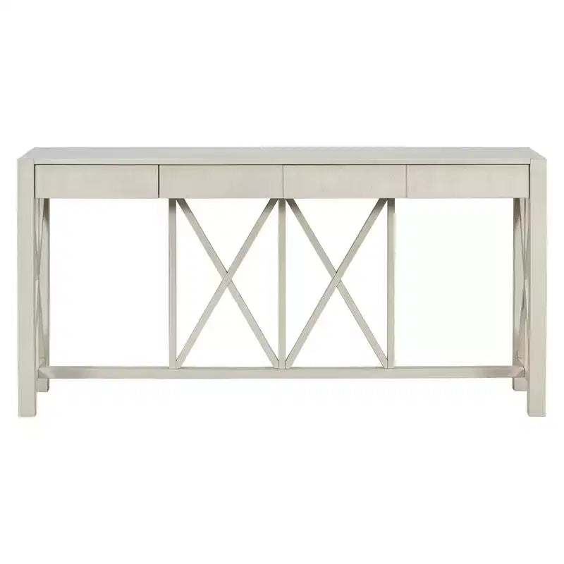 Console vintage avec tiroirs, table d'entrée de style ferme avec rangement, table de canapé en bois d'acacia avec rangement ouvert en bas