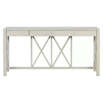 Console vintage avec tiroirs, table d'entrée de style ferme avec rangement, table de canapé en bois d'acacia avec rangement ouvert en bas