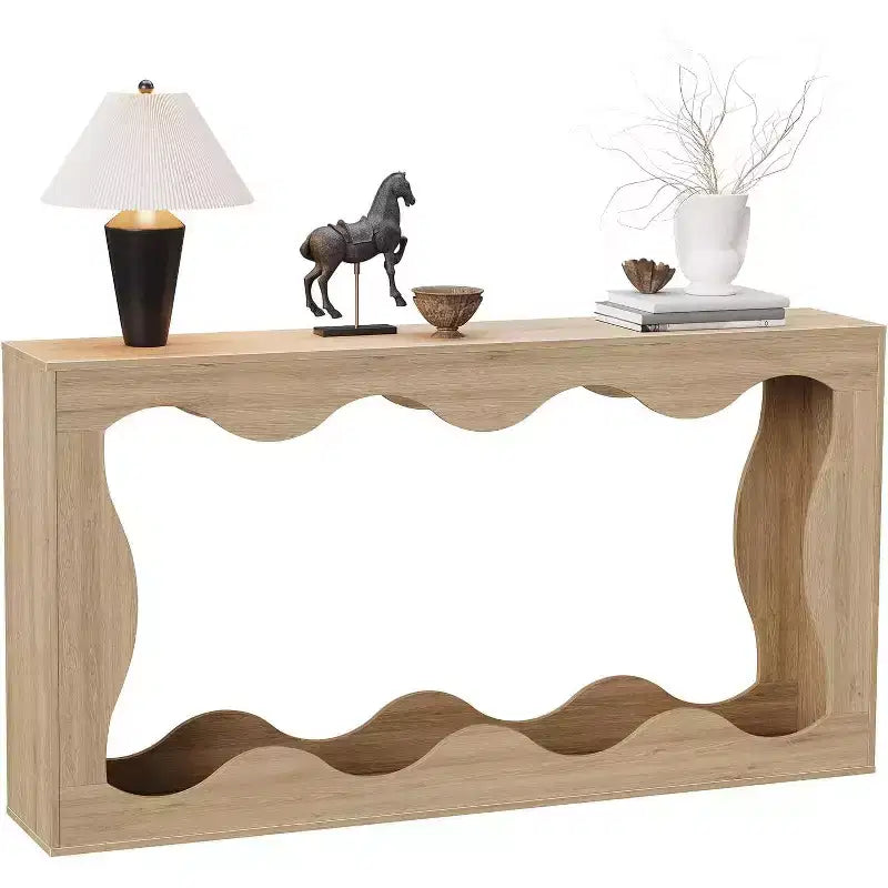 Console de ferme, table d'entrée étroite de 160 cm avec étagère de rangement à 2 niveaux, table d'appoint en bois pour canapé, table d'appoint pour salon