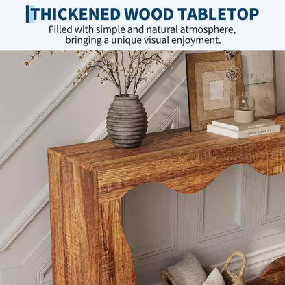 Console de ferme, table d'entrée étroite de 160 cm avec étagère de rangement à 2 niveaux, table d'appoint en bois pour canapé, table d'appoint pour salon