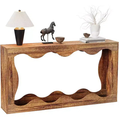 Console de ferme, table d'entrée étroite de 160 cm avec étagère de rangement à 2 niveaux, table d'appoint en bois pour canapé, table d'appoint pour salon