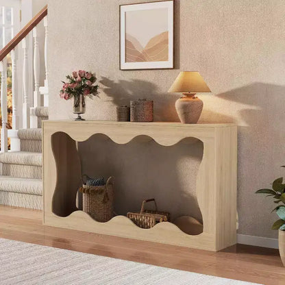 Console de ferme, table d'entrée étroite de 160 cm avec étagère de rangement à 2 niveaux, table d'appoint en bois pour canapé, table d'appoint pour salon
