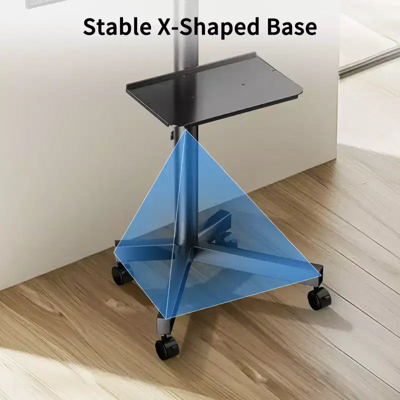 Meuble TV PERLESMITH Chariot TV Support TV mobile, Support TV roulant pour téléviseurs à écran plat incurvé de 23 à 60 pouces, supporte jusqu'à 45 kg, VESA max 400x400 mm