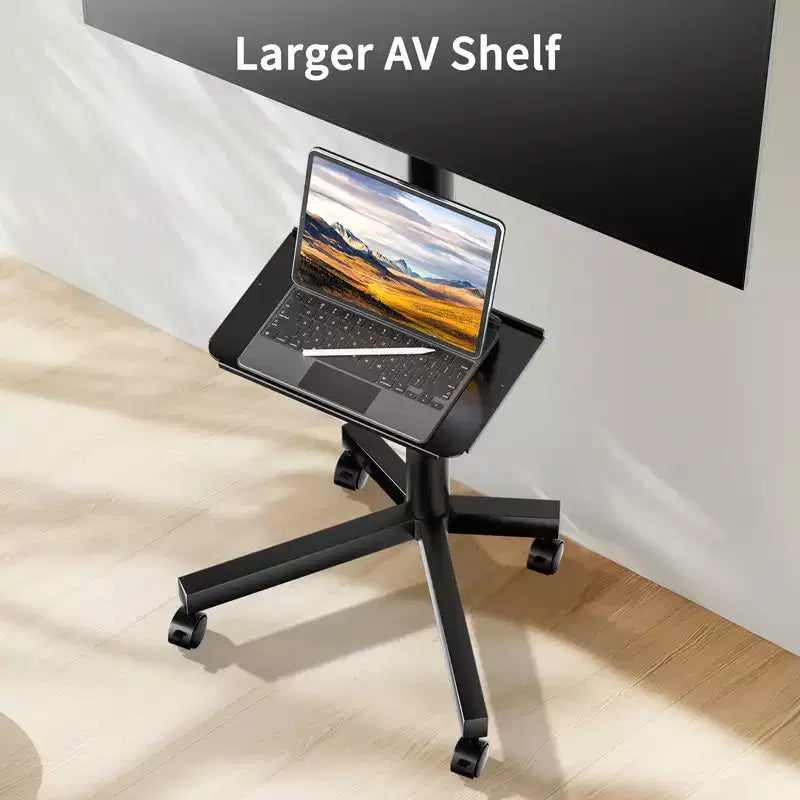 Meuble TV PERLESMITH Chariot TV Support TV mobile, Support TV roulant pour téléviseurs à écran plat incurvé de 23 à 60 pouces, supporte jusqu'à 45 kg, VESA max 400x400 mm
