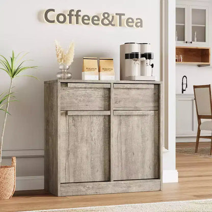 Meuble Buffet Double Porte GustoWave avec Rangement, Armoire de Rangement en Bois Accent Moderne avec 2 Tiroirs