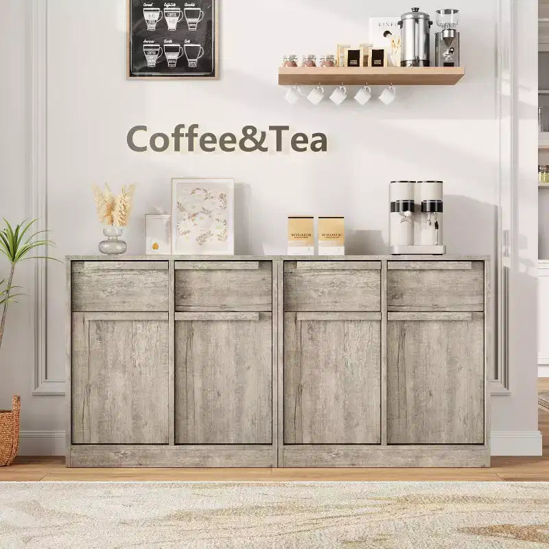 Meuble Buffet Double Porte GustoWave avec Rangement, Armoire de Rangement en Bois Accent Moderne avec 2 Tiroirs
