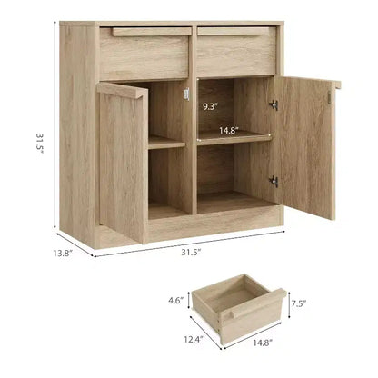 Meuble Buffet Double Porte GustoWave avec Rangement, Armoire de Rangement en Bois Accent Moderne avec 2 Tiroirs
