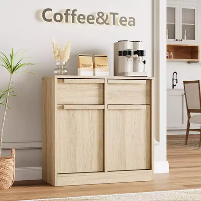 Meuble Buffet Double Porte GustoWave avec Rangement, Armoire de Rangement en Bois Accent Moderne avec 2 Tiroirs