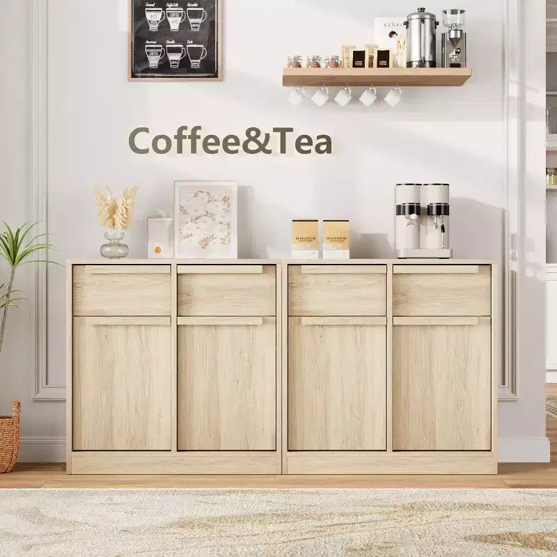 Meuble Buffet Double Porte GustoWave avec Rangement, Armoire de Rangement en Bois Accent Moderne avec 2 Tiroirs