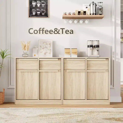 Meuble Buffet Double Porte GustoWave avec Rangement, Armoire de Rangement en Bois Accent Moderne avec 2 Tiroirs