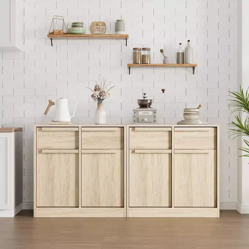 Meuble Buffet Double Porte GustoWave avec Rangement, Armoire de Rangement en Bois Accent Moderne avec 2 Tiroirs