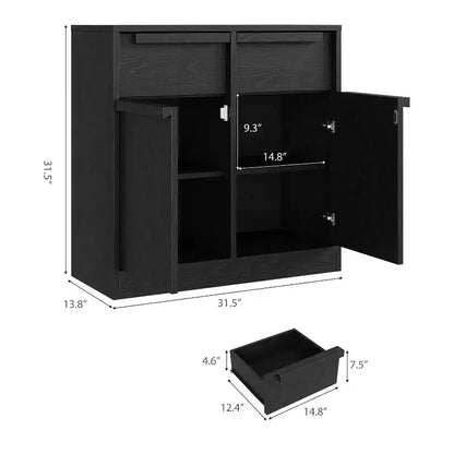 Meuble Buffet Double Porte GustoWave avec Rangement, Armoire de Rangement en Bois Accent Moderne avec 2 Tiroirs