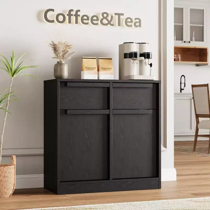 Meuble Buffet Double Porte GustoWave avec Rangement, Armoire de Rangement en Bois Accent Moderne avec 2 Tiroirs