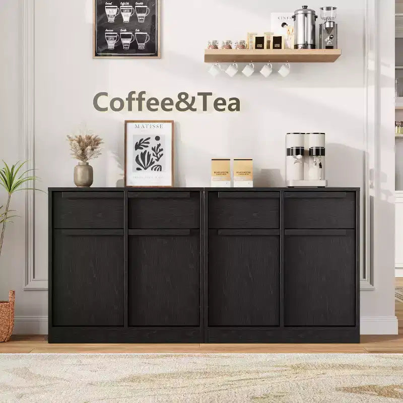 Meuble Buffet Double Porte GustoWave avec Rangement, Armoire de Rangement en Bois Accent Moderne avec 2 Tiroirs
