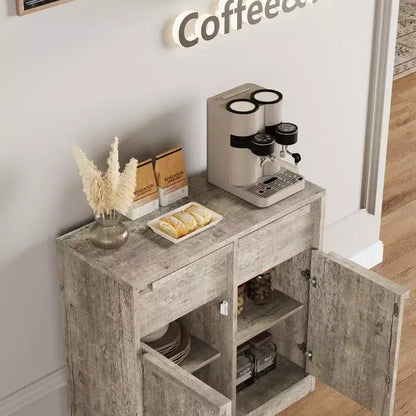Meuble Buffet Double Porte GustoWave avec Rangement, Armoire de Rangement en Bois Accent Moderne avec 2 Tiroirs