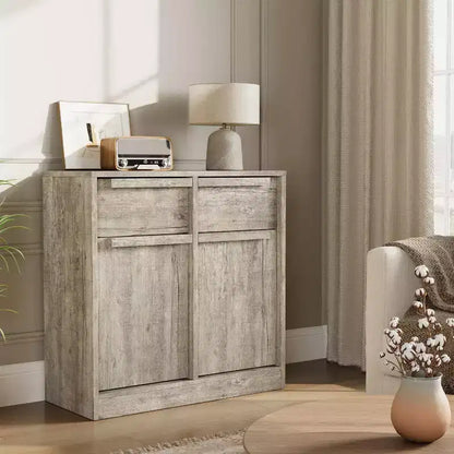 Meuble Buffet Double Porte GustoWave avec Rangement, Armoire de Rangement en Bois Accent Moderne avec 2 Tiroirs