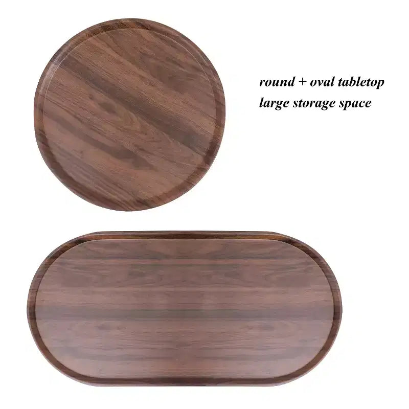 JVNOXK Petites Tables Basses, Table d'appoint Moderne à 2 Niveaux pour Canapé avec Étagère de Rangement en Bois, Tables de Chevet pour Salon (Noyer Marron)
