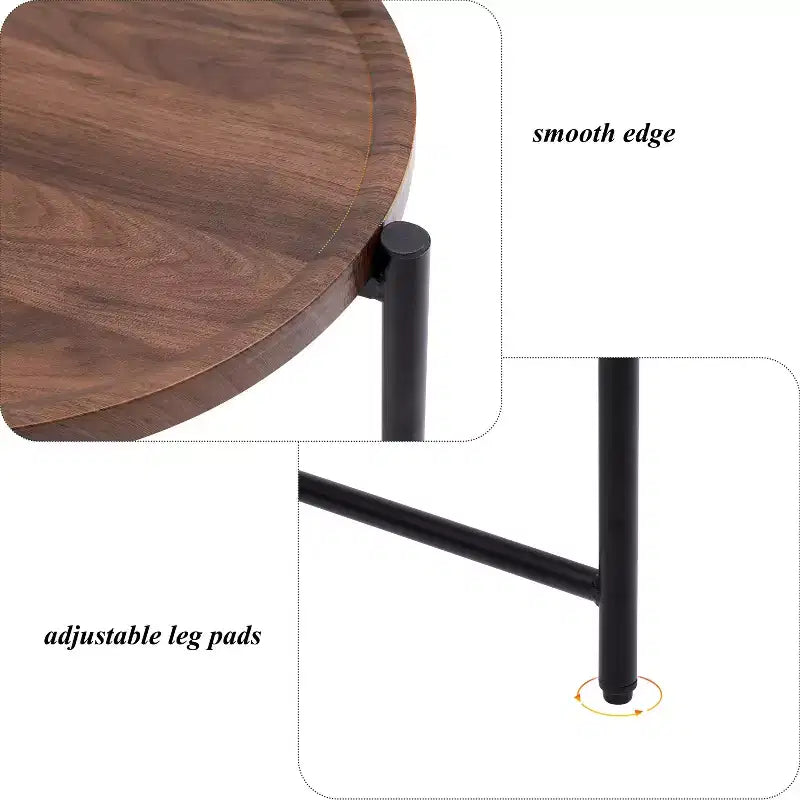 JVNOXK Petites Tables Basses, Table d'appoint Moderne à 2 Niveaux pour Canapé avec Étagère de Rangement en Bois, Tables de Chevet pour Salon (Noyer Marron)