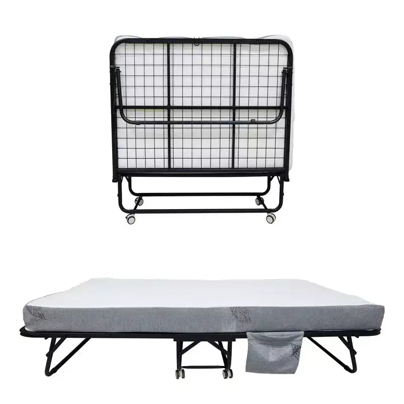Lit pliant COZONY avec matelas, cadre métallique robuste, supporte jusqu'à 200 kg, pour chambre d'amis ou bureau