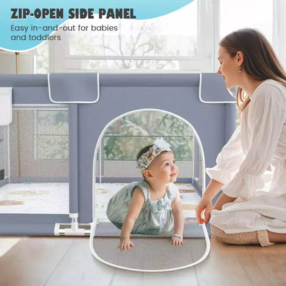 Parc Bébé Rembourré Souple Avec Tapis, Conception Sûre Et Robuste, Maille Respirante, Portable Pour Utilisation Intérieure Et Extérieure.