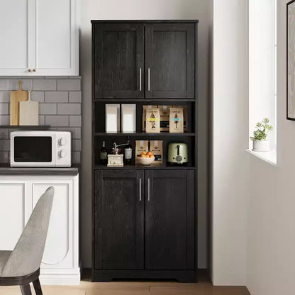 Acekool Armoire de Rangement Haute de 170 cm avec 4 Portes, Étagères Réglables, Meuble Autonome pour Salle de Bain, Cuisine, Salon