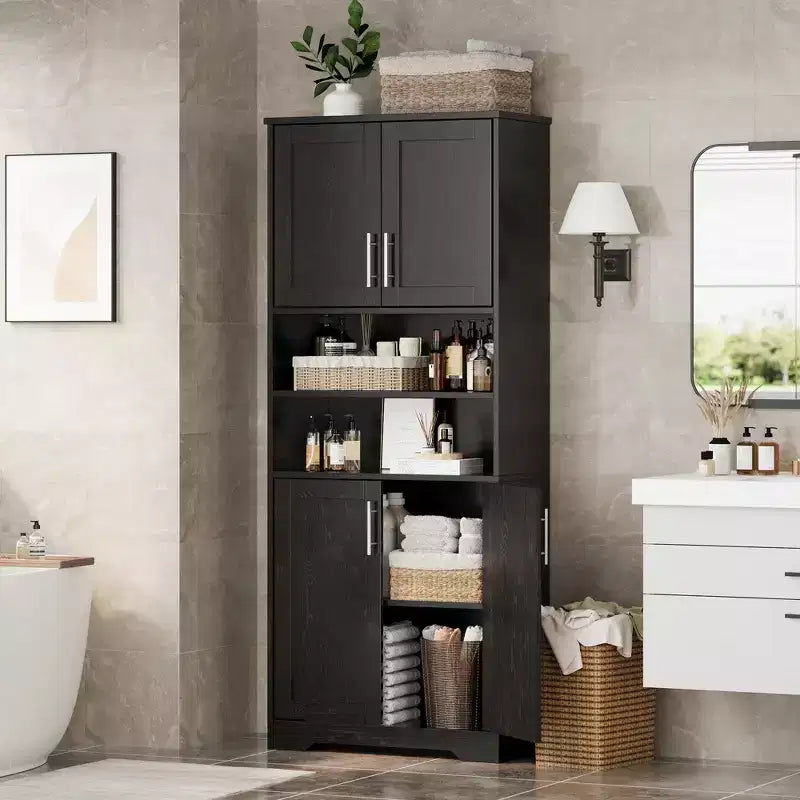 Acekool 67 Tall Storage Cabinet with 4 Doors, Adjustable Shelves, Freestanding Cupboard for Bathroom, Kitchen, Living Room