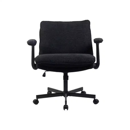 Criss-Cross Frame Desk Chair: Fold-Down Arms, Wide Upholstered Seat, Rolling Casters for Home Office & Vanity
